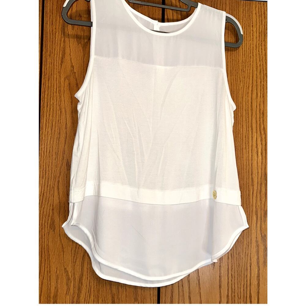 Michael Kors Women’s Medium White Chiffon Layered Hem Sleeveless Tank Top